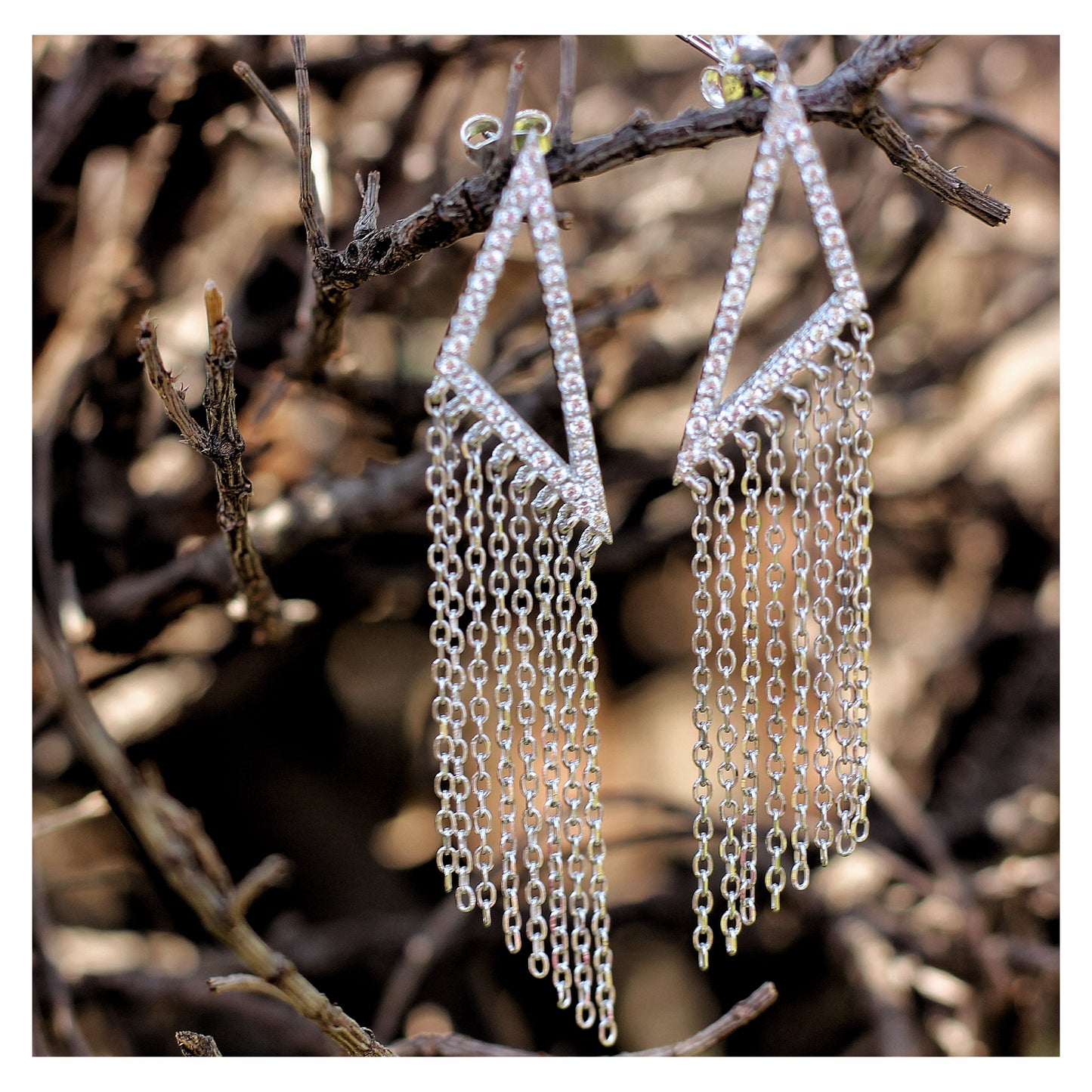 Triangle + Chain Hanging Earrings